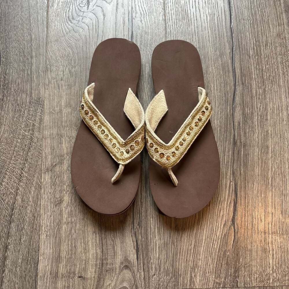 Women's Flatform Flip Flop Sandal Brown/Gold
